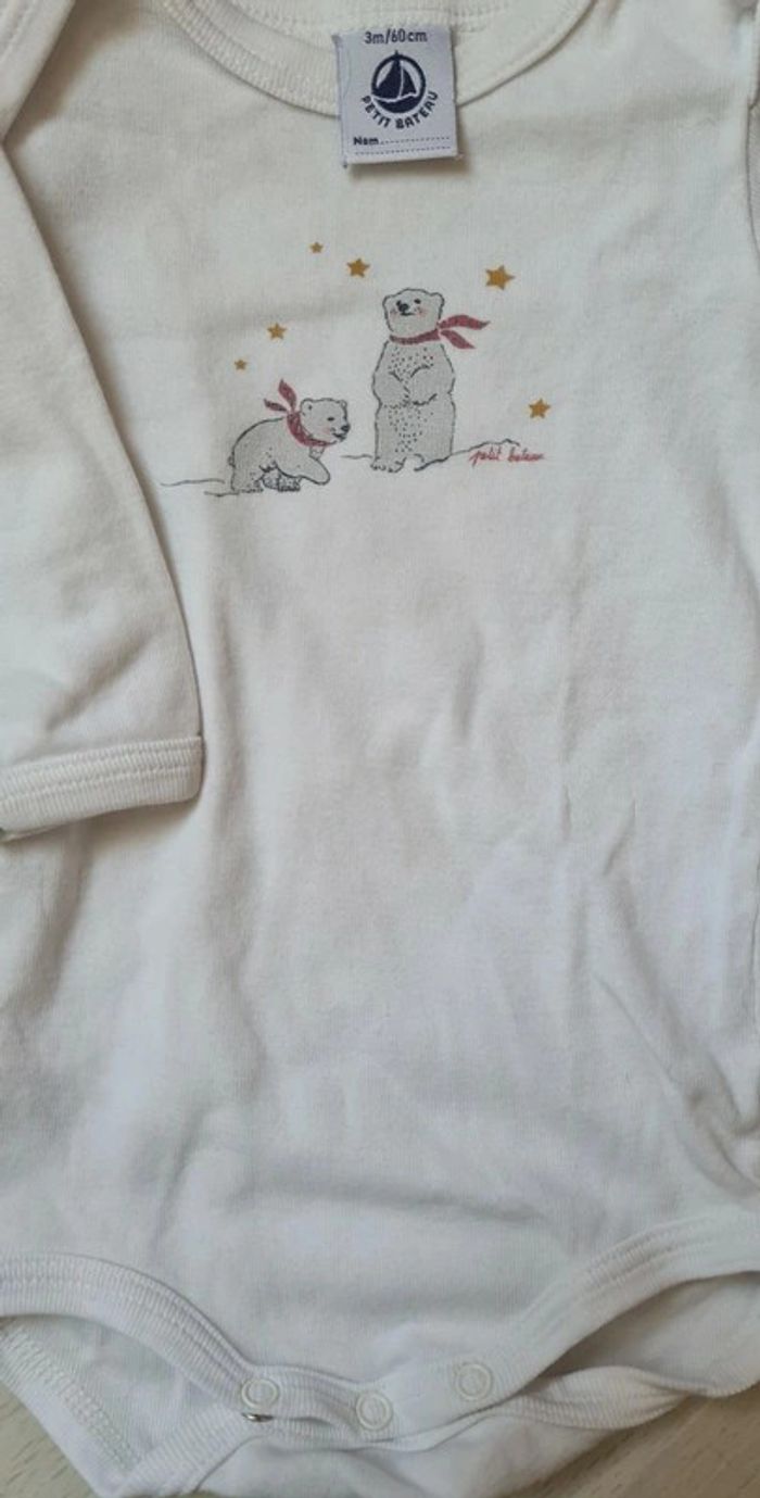 Lot bodies manches longues mixte t3mois 60cm Petit Bateau - photo numéro 5