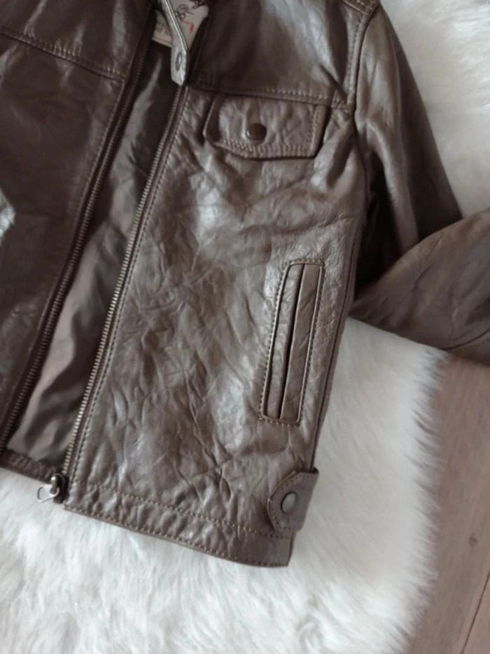 Ooxoo 💖 veste simili cuir girly 8 ans marron kaki - photo numéro 2