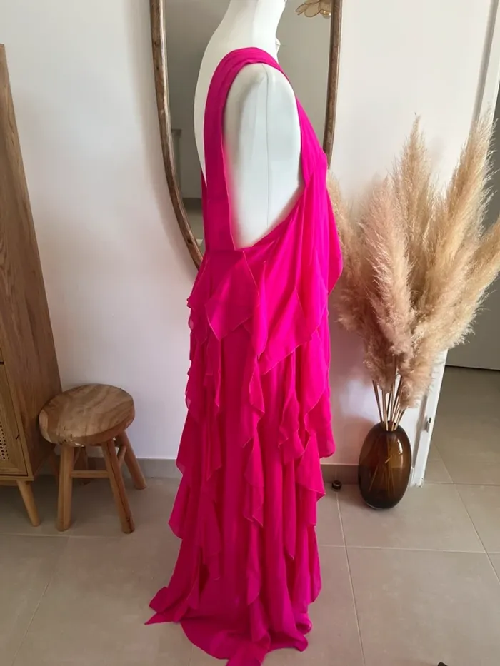 Robe asymétrique rose fuchsia Oud Paris - photo numéro 3
