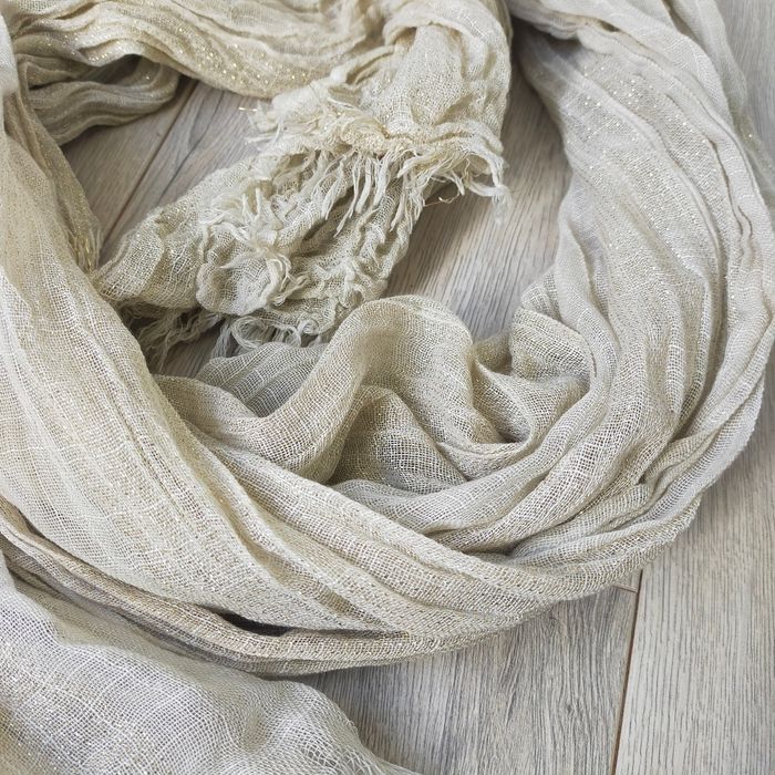 Châle écharpe cheche foulard doré pailleté - photo numéro 2