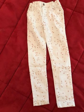 Pantalon skinny fille imprimé crème motif fleurs