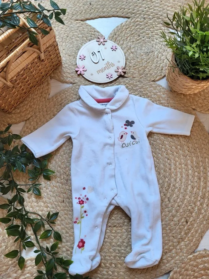 🌼 Pyjamas velour 1 mois fille, Vertabaudet 🌼