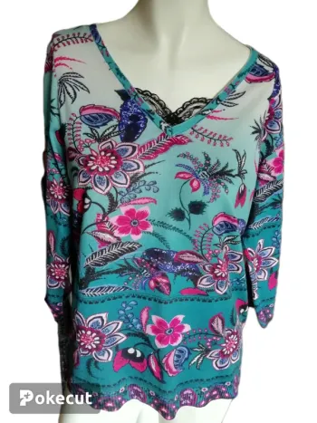 Pull demi saison printemps spring automne fleurs flower dentelle lace