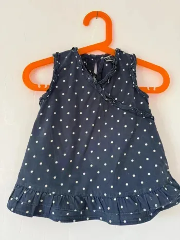 Robe chasuble Tric Trac à pois bleu marine 18 mois (Taille 80)
