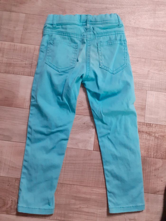 Pantalon fille jegging bleu turquoise 4 ans - photo numéro 4
