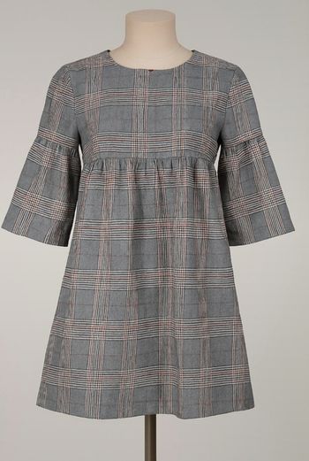 Robe à carreaux  manches évasées