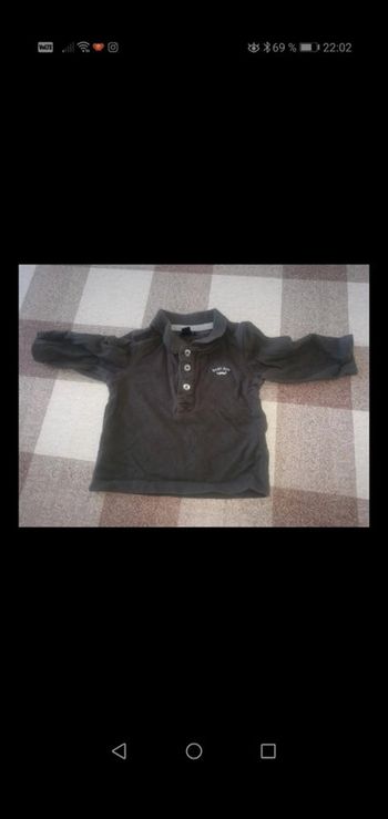 Polo Manches longues gris 9 mois Kiabi