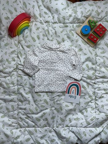 sous pull col roulé blanc à motifs 6 mois obaibi