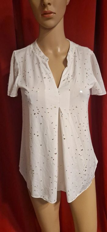 Joli blouse blanche cache cache taille M "feuilles d'or"