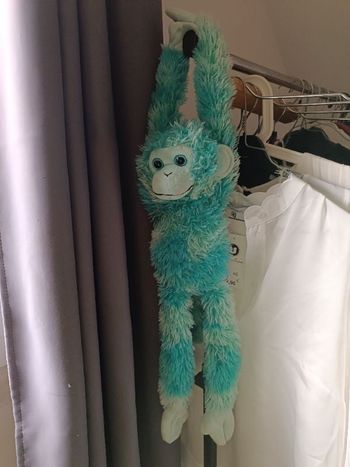 Peluche Singe bleu turquoise