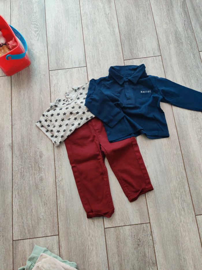 Ensemble 18m 3 pièces 2 tee-shirt manches longues/pantalon