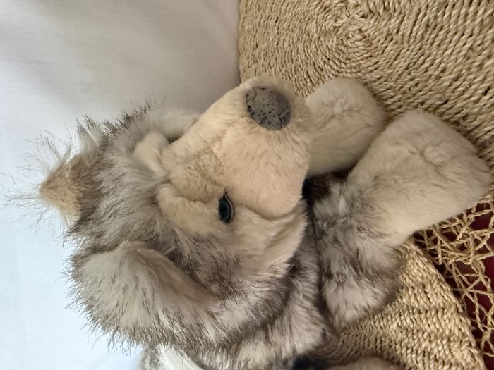 Peluche loup chiné marron gris beige - photo numéro 6
