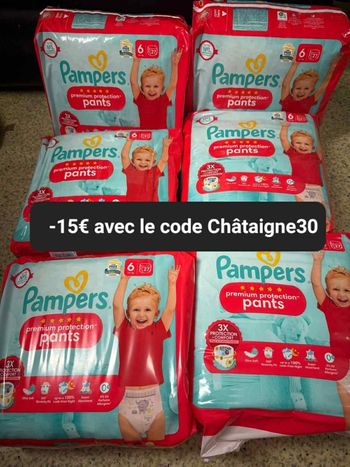 Six pack de couches Pampers taille 6 premium