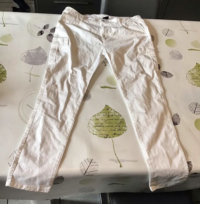 Pantalon blanc taille 46 marque Me&i en coton - photo numéro 2