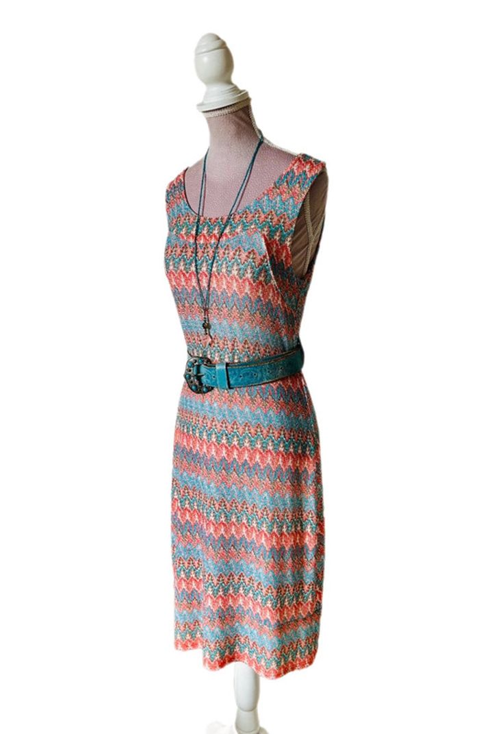 🧡🌞Robe vintage lurex hippie chic retro funky soul summer dress🌞🩵 - photo numéro 10