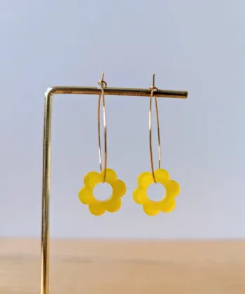 Créoles fleurs interchangeables jaune