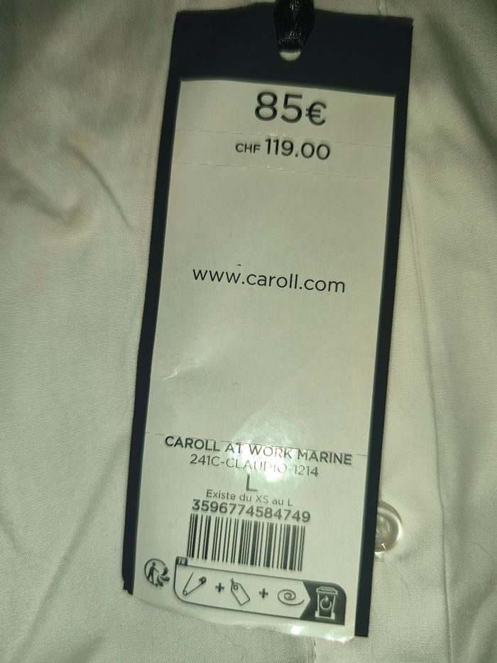 Chemise tunique blanche motif bandes Caroll L - photo numéro 3