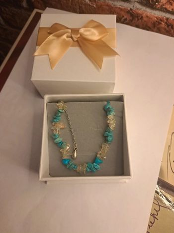 Bracelet pierre semi précieuses bleu et transparent