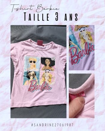 T-shirt Barbie 🦄 Taille 3 ans