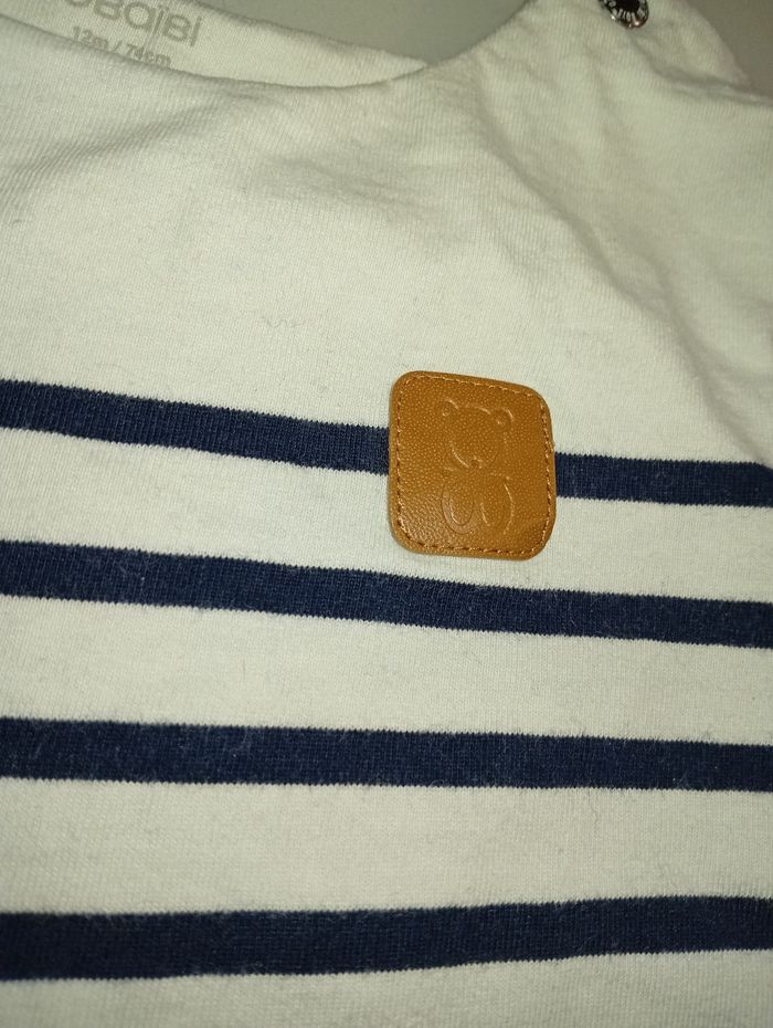 Haut marinière obaibi 12mois blanc et bleu - photo numéro 4