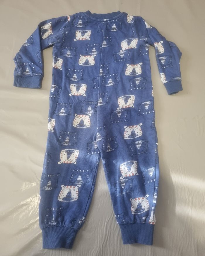 pyjama garçon 1 pièce zippé bleu et blanc taille 12 mois 80cm - photo numéro 3