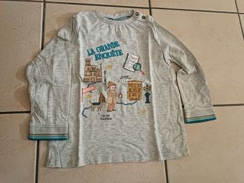 Tee shirt détective gris manches longues Sergent major 5 ans