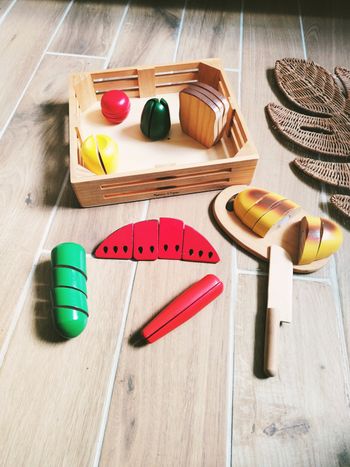 🥖Dinette grande cagette aliments divers fruits légumes à scratch en bois marque Melissa et Doug