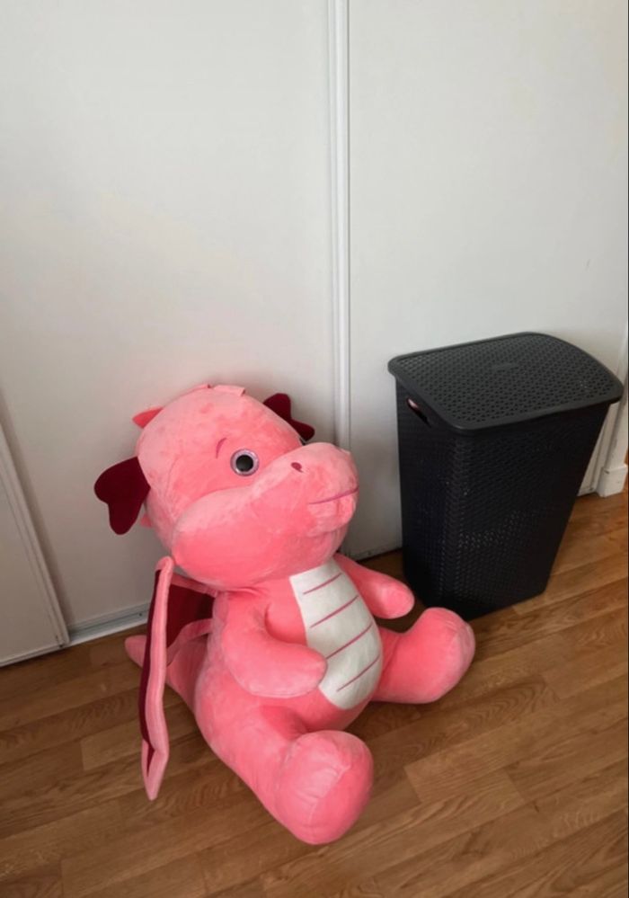 Grande peluche dragon rose - photo numéro 3