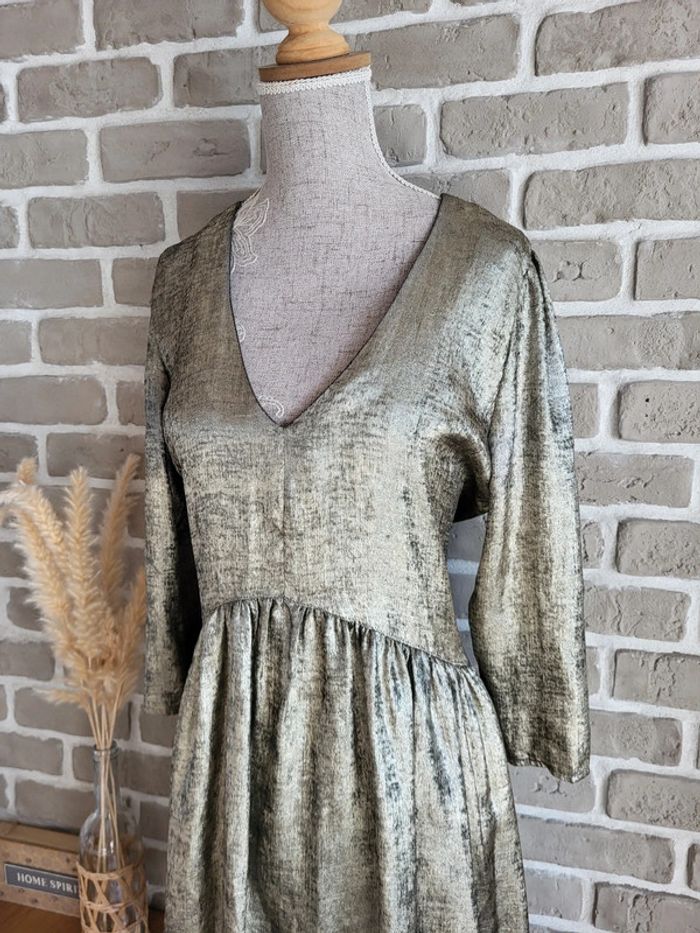 Robe fluide métallisée dorée - Vintage Love - Made in France - photo numéro 7