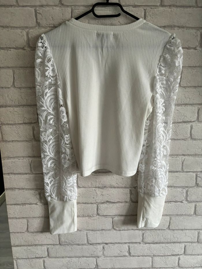 Pull fin manche dentelle pink vanilla taille M - photo numéro 2