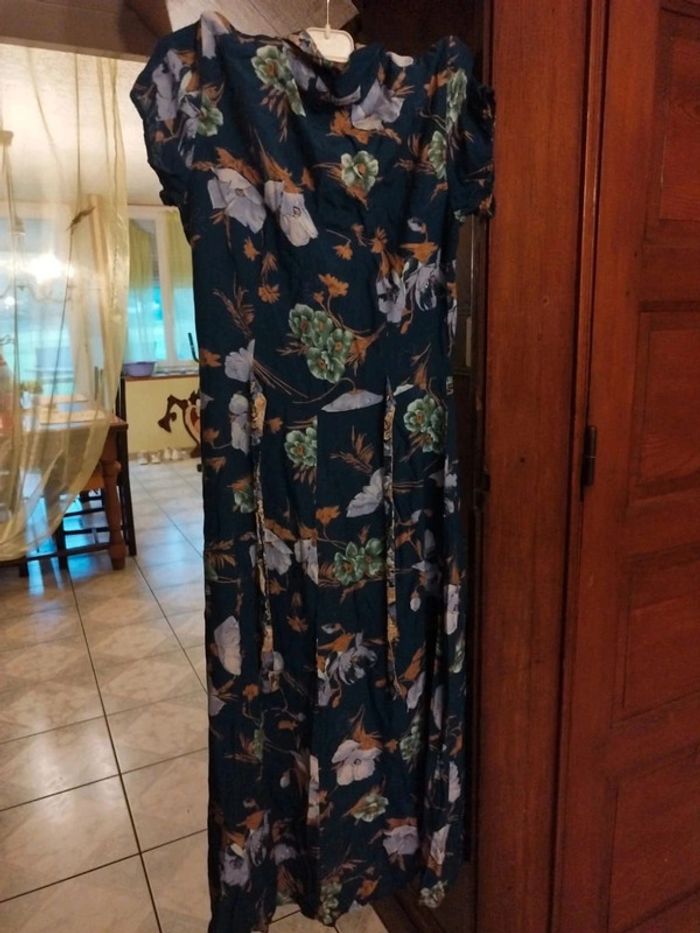 Robe longue bleue avec passants S/36 vintage - photo numéro 7