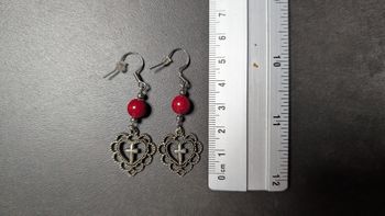 Boucles d'oreilles coeur et croix gothique 