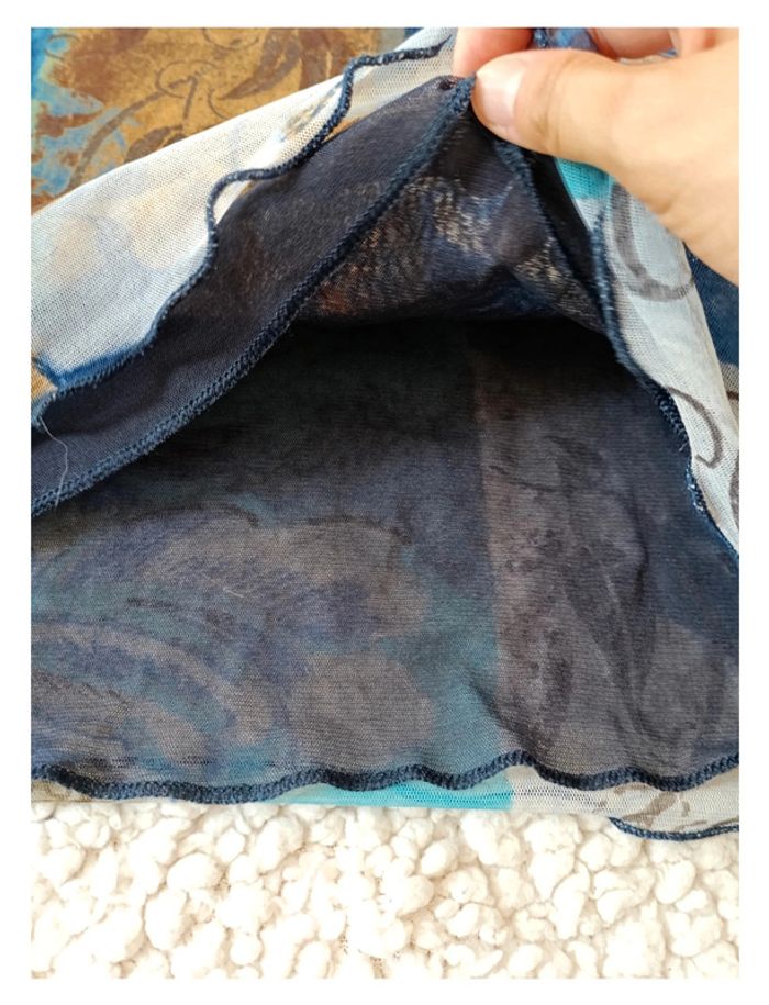 Haut à motifs patchwork floral vintage – manches courtes boho y2k été estival bohème - - photo numéro 3