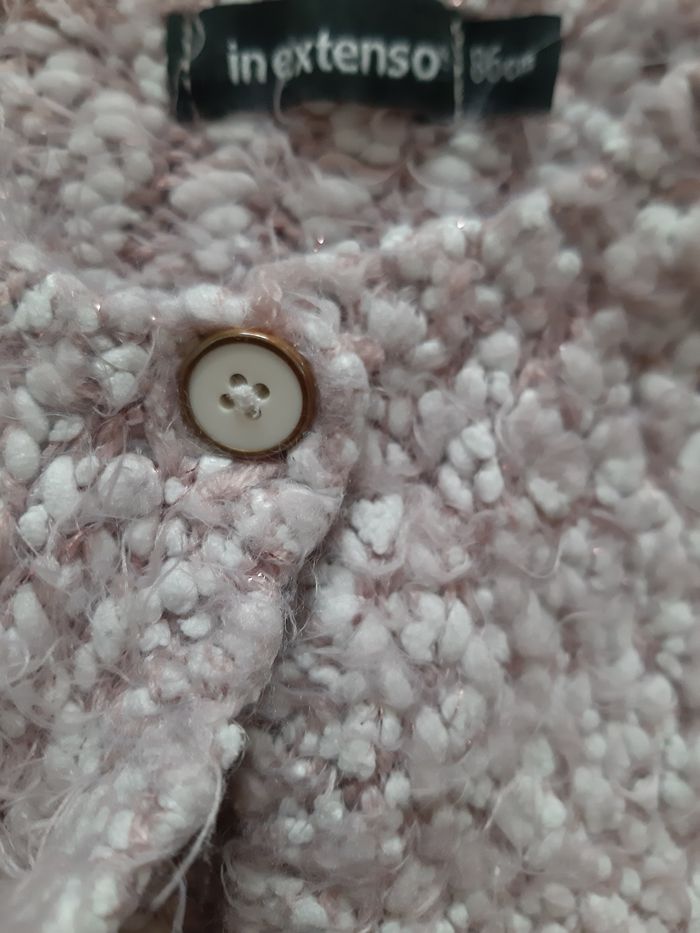 très joli gilet chaud rose chiné blanc effet pailleté fille - 24 mois - photo numéro 5