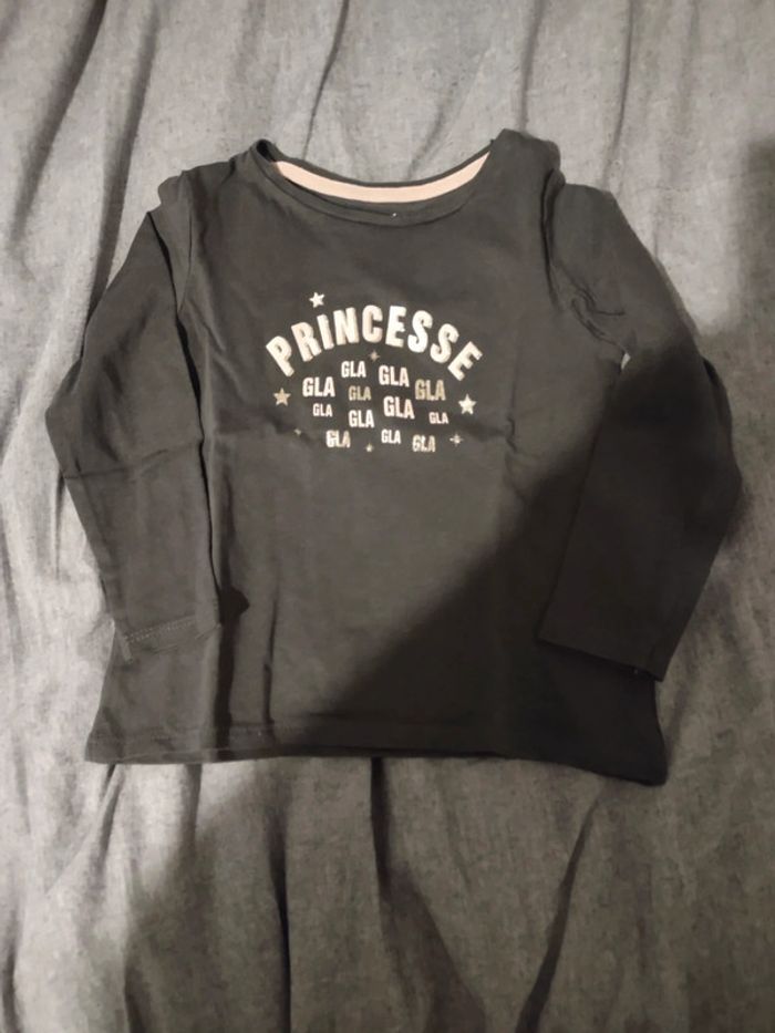 Tee-shirt à message irisé manches longues Vertbaudet