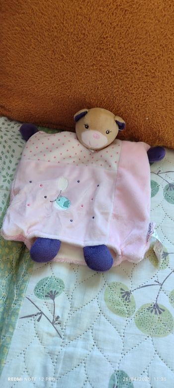Doudou kaloo ourson rose 
