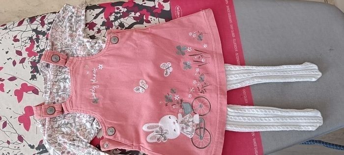 Ensemble robe jean t-shirt et collant 12 mois fille - photo numéro 2