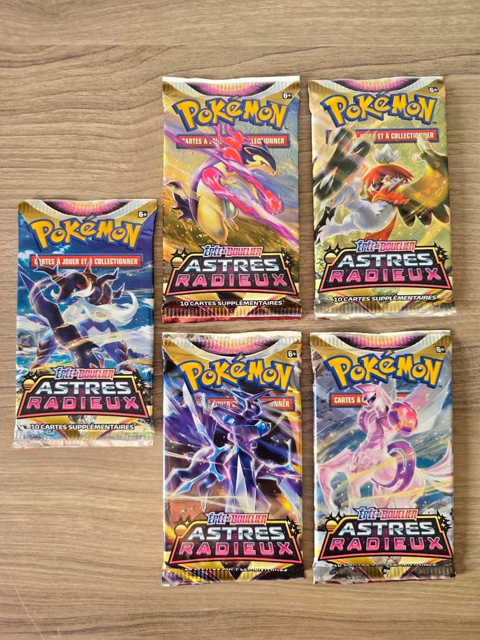 Lot de 5 boosters carte pokemon astres radieux