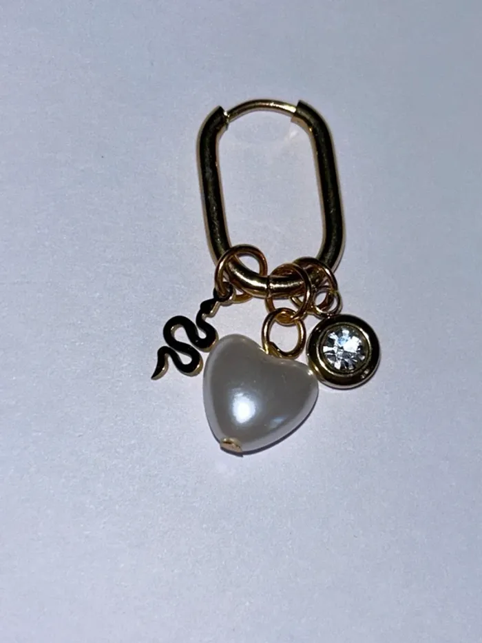 Boucles d'oreilles avec charms en acier inoxydable plaqué or 18k - photo numéro 2