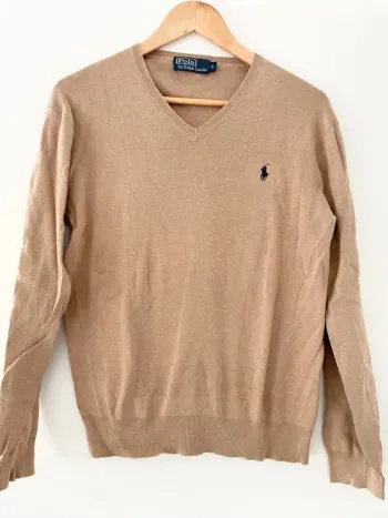 Pull homme col V polo Ralph Lauren beige taille S