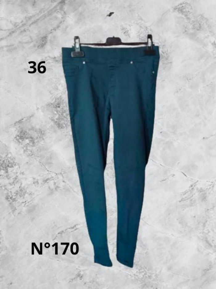 N°170 Pantalon bleu/vert T36. Denim co.