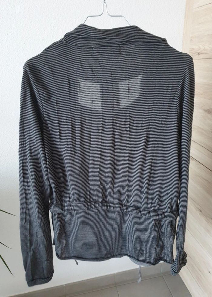 T shirt manches longues rayé gris - photo numéro 4
