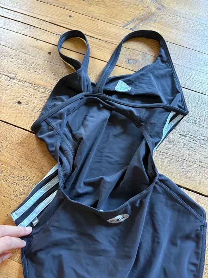 Maillot de bain 1 pièce Adidas gris bleu 44 - photo numéro 4
