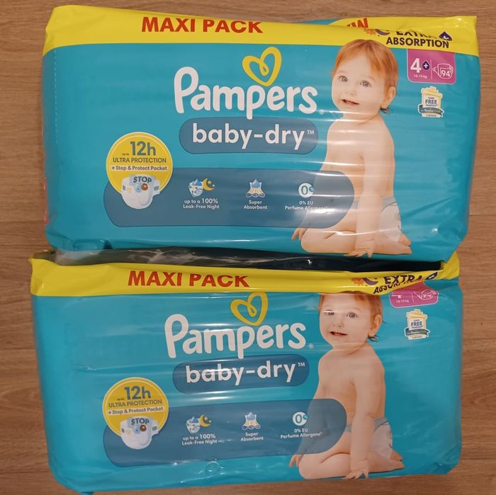 2 packs couches Pampers baby-dry Taille 4+ - MaxiPack - photo numéro 1