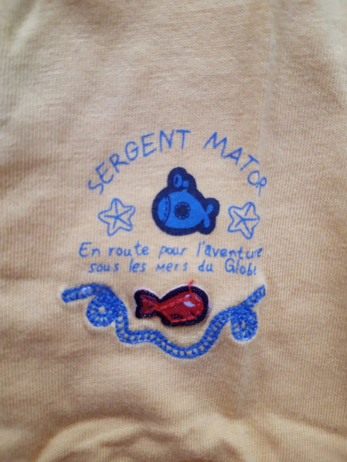 T-shirt jaune moutarde Sergent Major avec motif poisson & sous marin imprimé, 6 mois - photo numéro 4