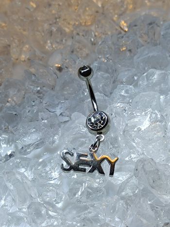  piercing SEXY nombril strass blanc anneau ventre pendentif bijoux de corps barre tige banane 