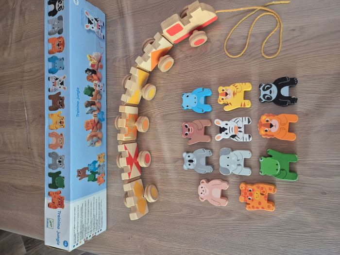Jouet à tirer éveil ,Train en Bois Trainimo Jungle Djeco 🚂 - photo numéro 9