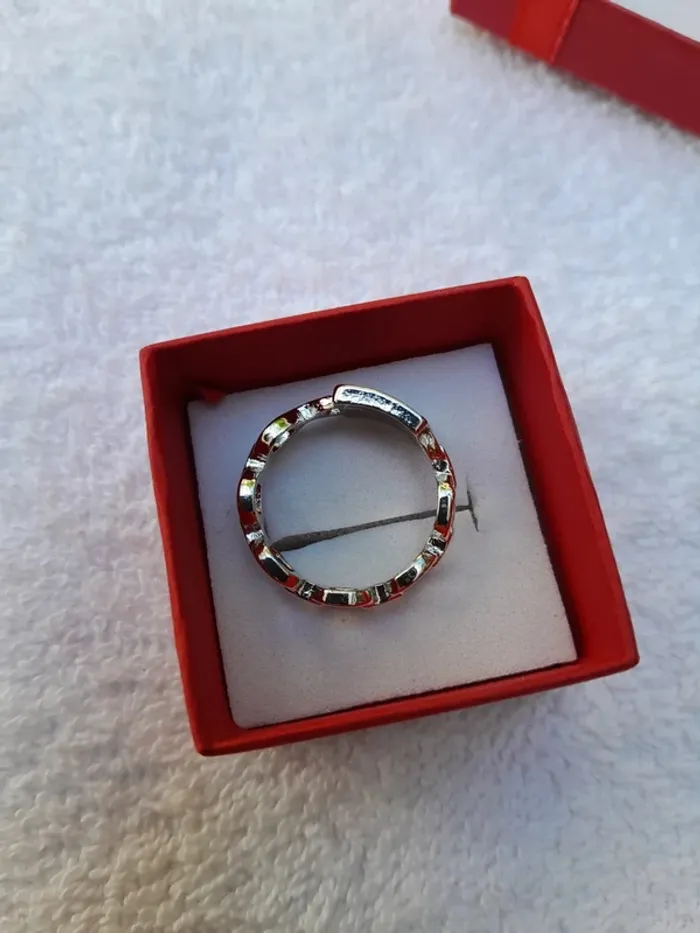 Bague pierre noire,  taille 60, couleur argentée - photo numéro 3