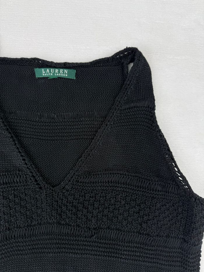 Débardeur maille Lauren Ralph Lauren noir col V vintage taille S femme #02625 - photo numéro 2