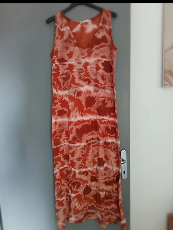 Longue robe tie and dye marron